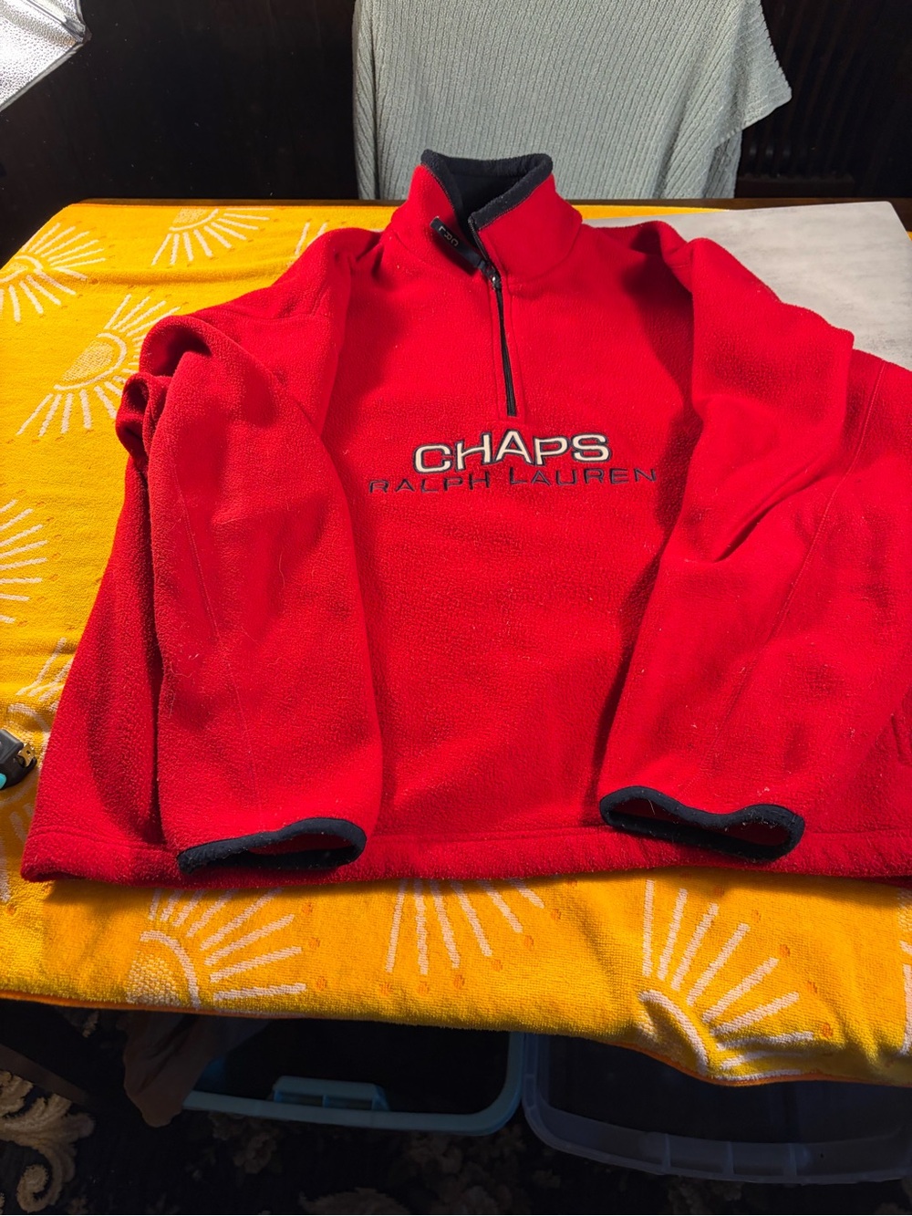 Red Ralph Lauren Chaps quarter zip fleece jacket Size XL